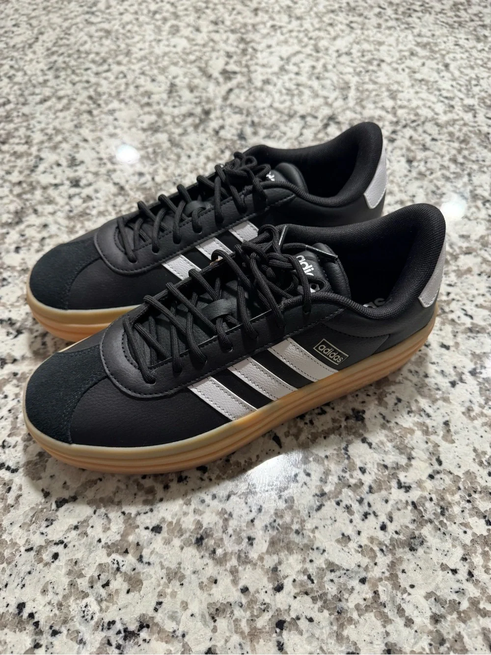 Adidas Women’s VL Court Bold Sneakers Black Gum Size 10 New with Tags